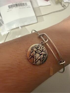 Alex and Ani Zodiac Gemini Round Charm Bangle Bracelet - Silver Tone